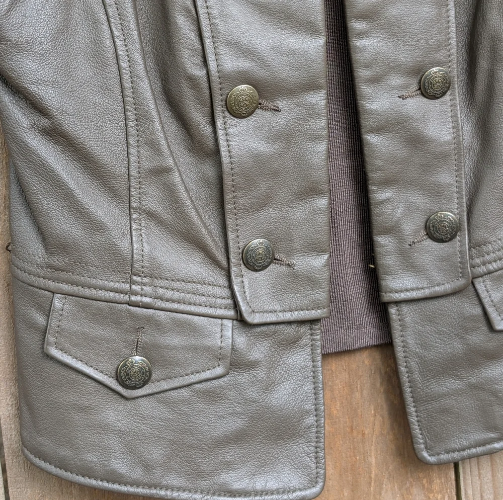 Nygard Collection Brown Leather Steampunk Style Vest Hook Closure Button Detail - Picture 8 of 14